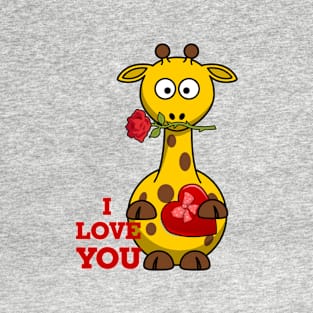 happy valentines day i love you giraffe T-Shirt